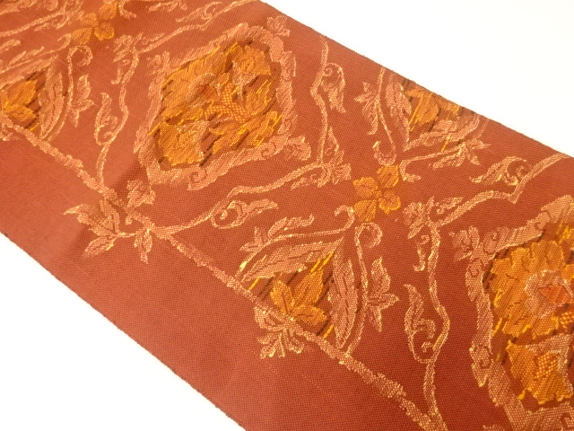 JAPANESE NAGOYA OBI / TSUMUGI / WOVEN FLORAL PLANTS
